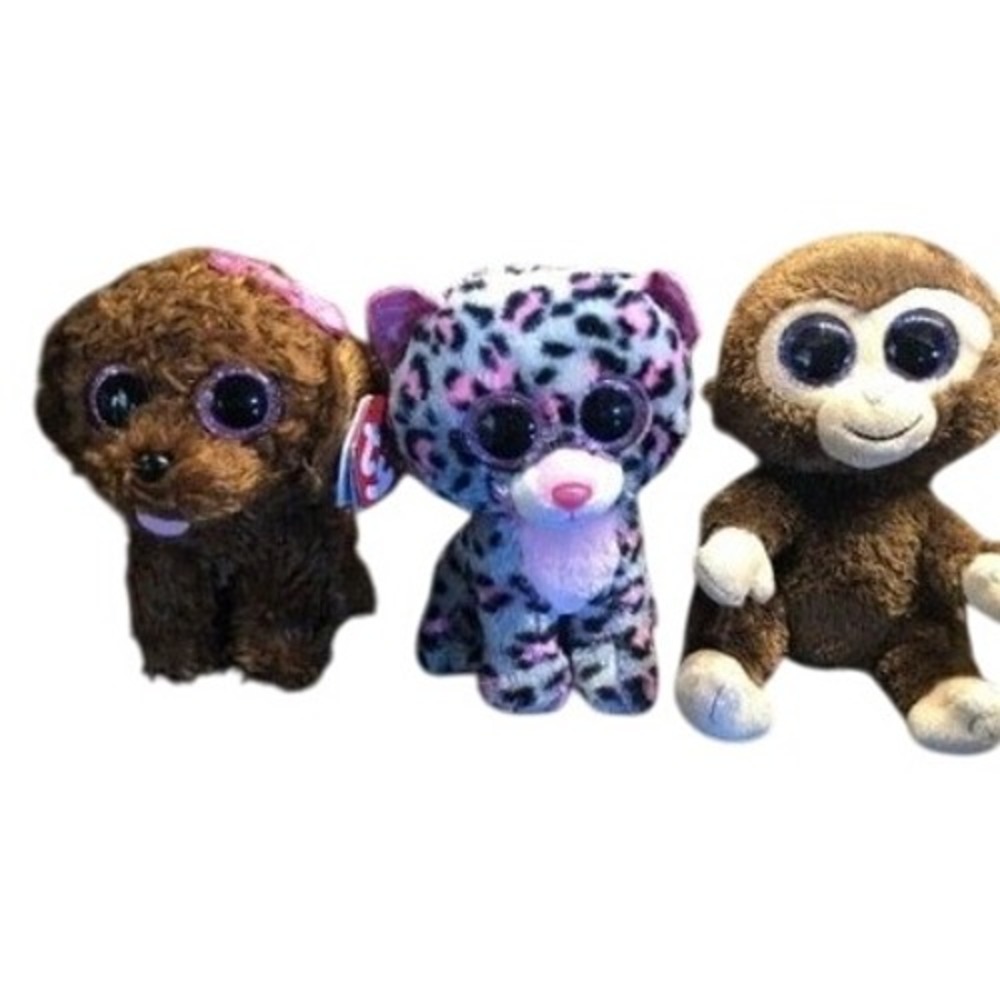 Ty Beanie‎ Boos Maddie Dog Tasha Leopard Monkey Plush Toy Set